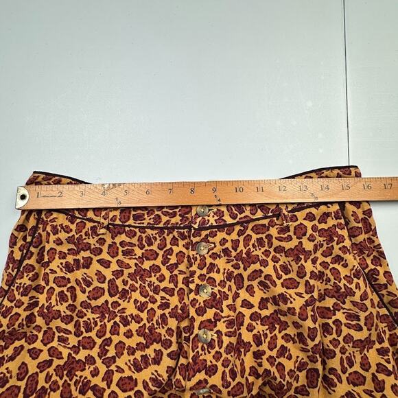 Free People Pants Womens 12 Tan Animal Print Wide Leg Boho Festival Hippie - Picture 12 of 16
